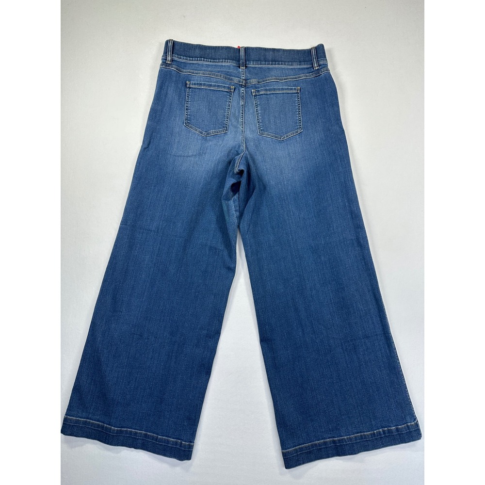 New Spanx Seamed Front Wide Leg Jeans 2X Tall Vintage Indigo Pull On Shapewear - Picture 3 of 11